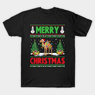 Funny Camel Animal Lover Xmas Lighting Camel Christmas T-Shirt